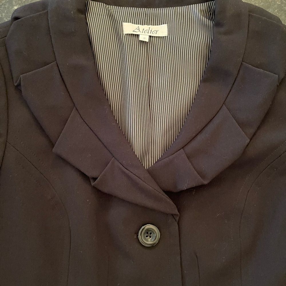 Atelier Sz 8 Lined Pleated Ruffle Collar Jacket View 6